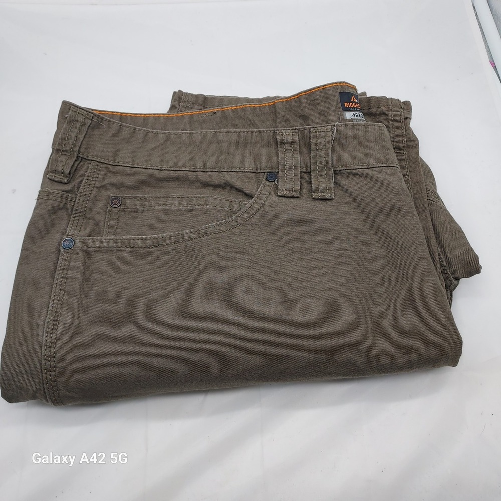 Ridgecut Toughwear Mens 46x30 Brown Canvas Work Pants Utility Carpenter YMB-3025
